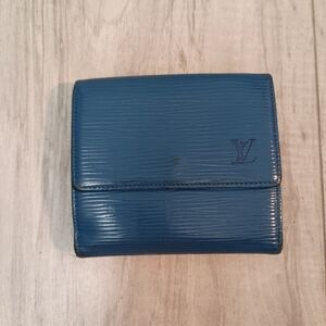 LOUIS VUITTON Elise Epi Leather Wallet Toledo Blue